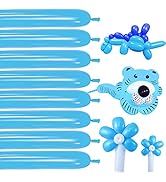 Blue Magic Modelling Balloons - 260 Pack Shiny Thick Latex for Balloon Animals, Baby Boy's Birthd...