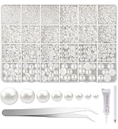 NACHLYNN 12000 Pcs Flat Back Pearl 8 Sizes Flatback Pearl Beads Half Pearl Bead Half Round Pearls...