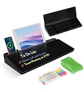 Desktop Glass Whiteboard with Storage, Desk Board with Computer Keyboard Stand, White Dry Erase B...