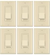 [6 Pack] BESTTEN Ivory Dimmer Light Switch, 3 Way or Single Pole, for Dimmable LED, Halogen and I...