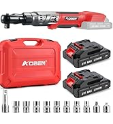 AOBEN 21V 1/2" Cordless Ratchet Wrench Kit-74 Ft-lbs Brushless Electric Power Ratchet with Variab...
