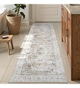 Uphome Bathroom Runner Rug, Distressed Tribal Farmhouse Light Khaki Bathroom Mat, Large Bathroom ...