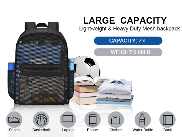Heavy Duty Semi-Transparent Bookbag Womens Mens Backpacks for School, Beach, Swimming