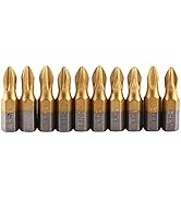10 Pcs Titanium Coated Screwdriver PH2 Bits Phillips Screwdriver Bits Bits Hex Shank 25mm Length ...