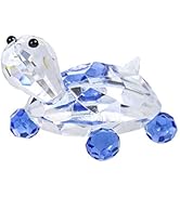 H&amp;D HYALINE &amp; DORA Blue Crystal Turtle Figurine Collection Paperweight Table Centerpiece Ornament