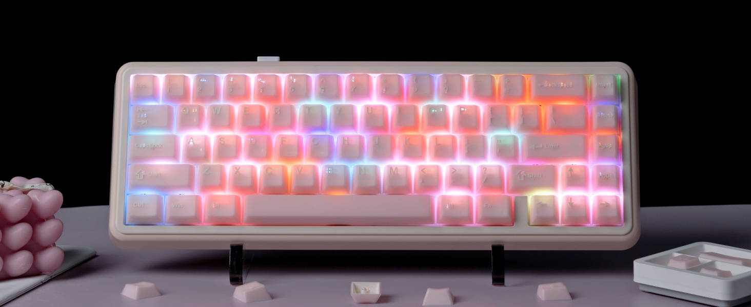 Pink Jade keycap Double Shot pbt keycaps Translucent Ceramic Cherry Profile Creamy Custom Keycap
