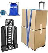 APOXCON Folding Hand Truck, Aluminum Lightweight Dolly Cart with 2 Full Rotating Front Wheels &amp; 2...