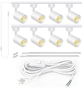 VANoopee with 10FT Plug Cord - 8-Light LED Track Lighting Kit with 6.6FT H Type Track Rails, Dimm...