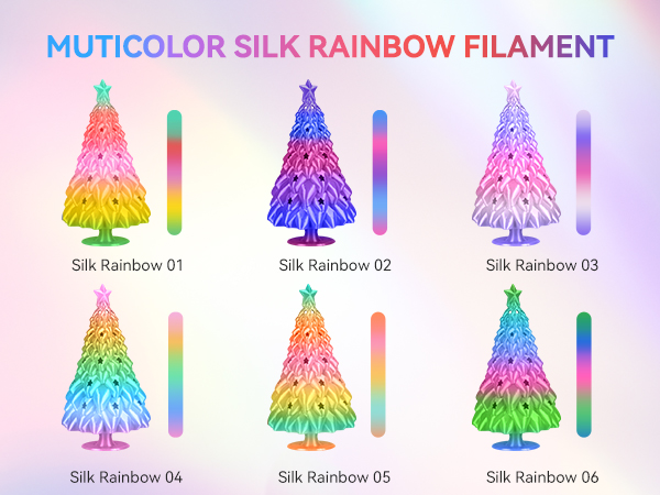 sunlu 3d printer filament rainbow silk filament color changing multicolored rainbow multi color