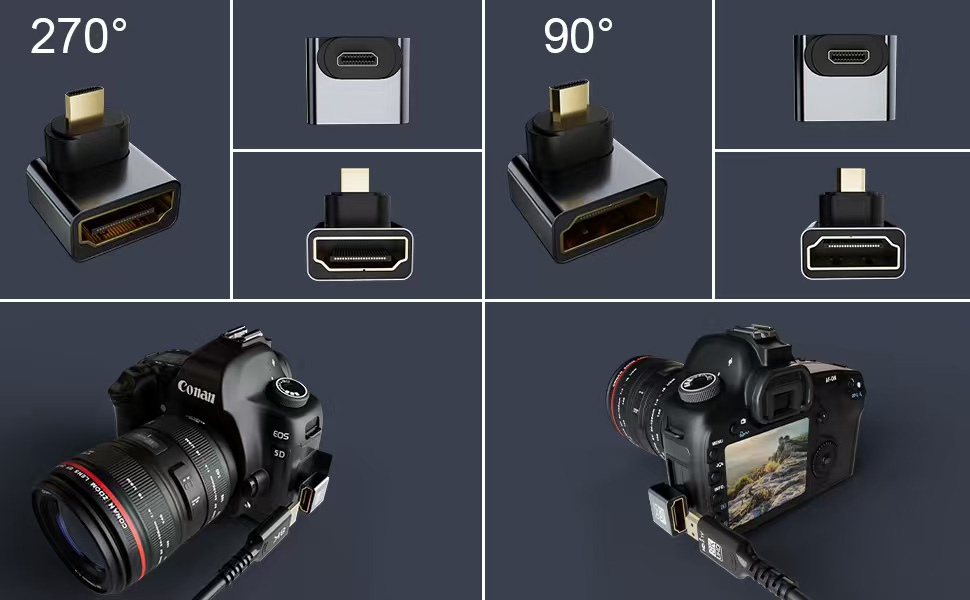 8K Right Angle HDMI Adapter 90 Degree