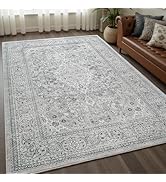 Goideal Washable Rug 4x6, Gray Area Rugs Non Slip, Indoor Low Pile Carpet with Rubber Backing for...