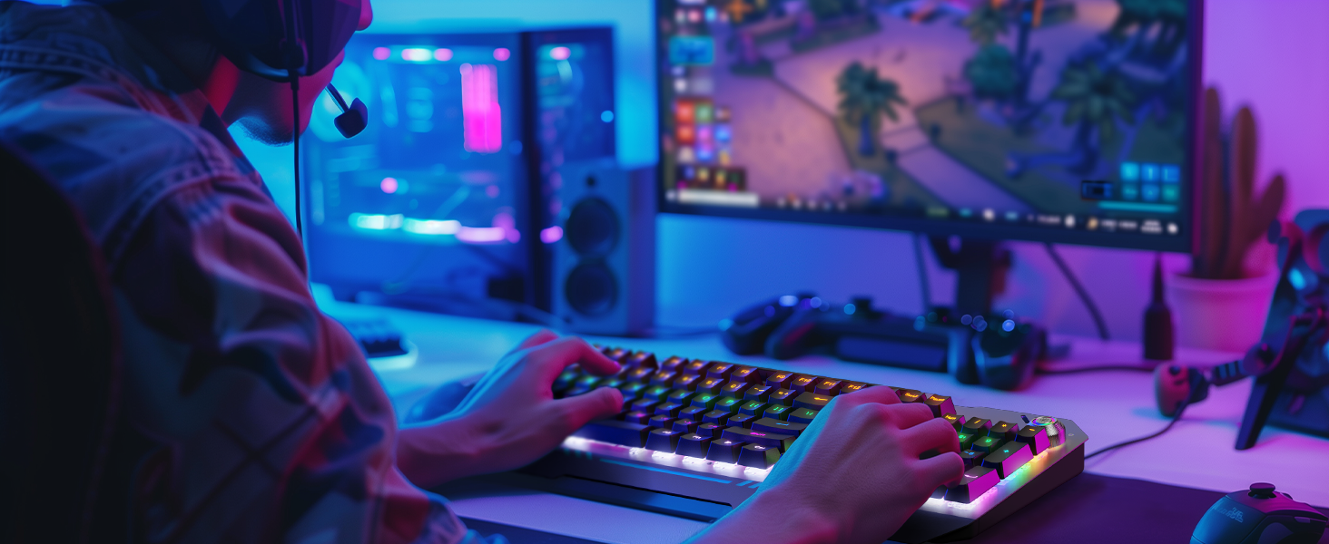 sliver metal gaming keyboard with rgb backlit keyboard gamer with knob red switches