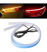 Car Headlight LED Strip, TEKSHINNY 2Pcs 24 Inches Flexible Car LED Strip Lights Dual Color Red Tu...