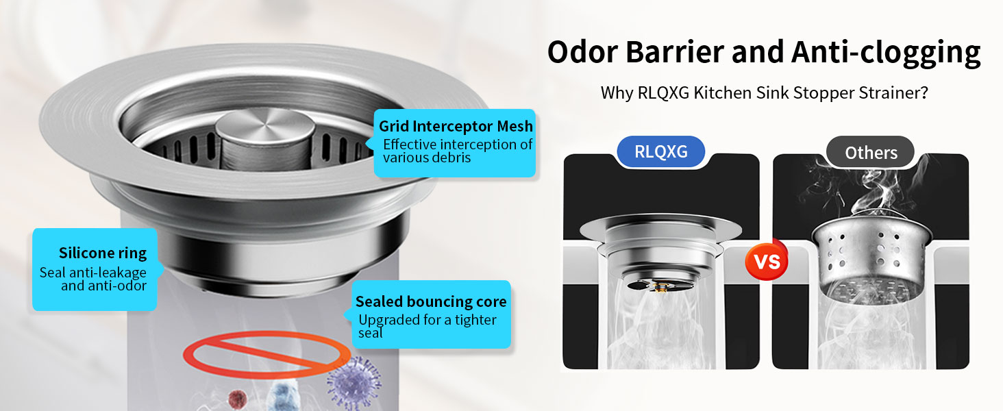 3 in 1 Kitchen Sink Drain Strainer Stopper Stainless Steel Drainage Odor Filter Sink Plug