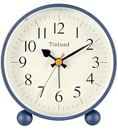 Tinload 4.5" Vintage Retro Analog Alarm Clock, Super Silent Non Ticking Small Clock with Manual L...