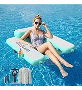 CALOBANA Inflatable Floating Chair, Heavy Duty Pool Floats Adult Lounger with Cup Holder, Large W...