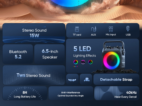 Karaoke Machine with 2 Wireless Karaoke Microphones
