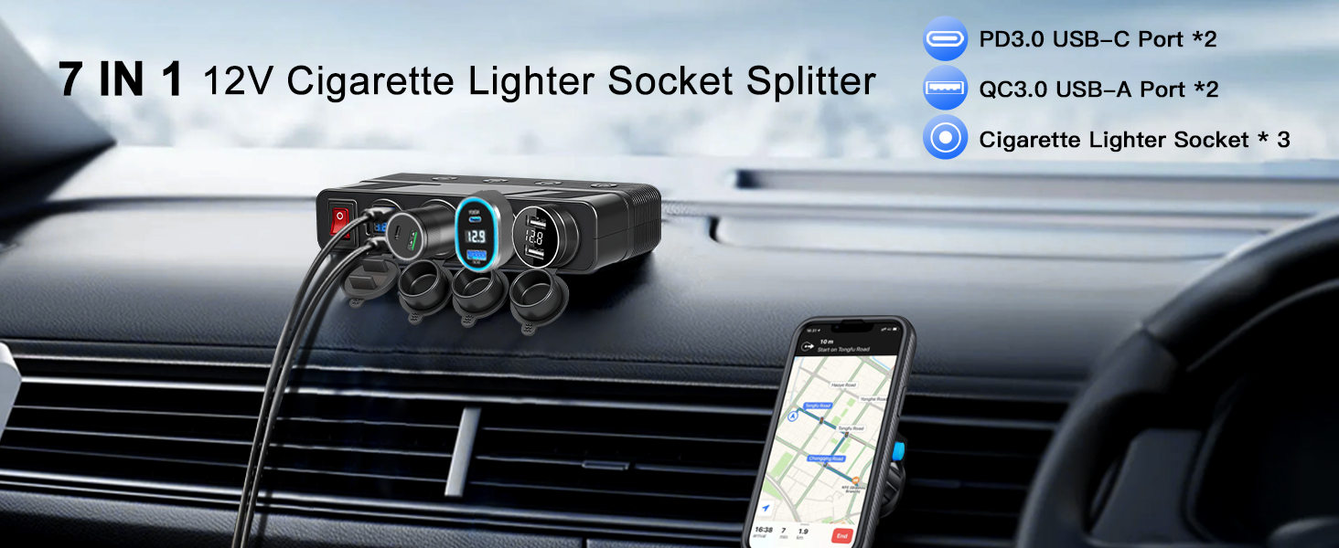 12v cigarette lighter socket cigarette lighter splitter car charger adapter 12v usb c outlet