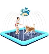 Bilibara 87'' Splash Pad for Dogs, Non-Slip Sprinkler for Kids, Square Splash Pad for Kids Ages 4...