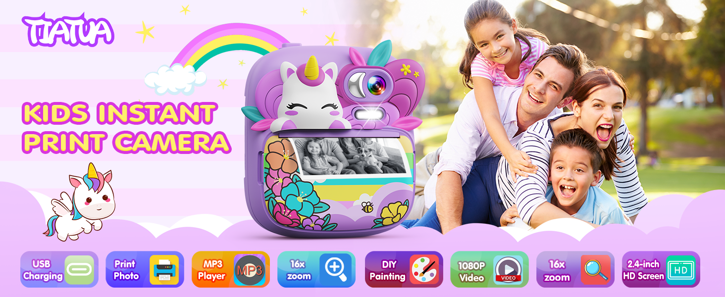 kids camera instant print toddler girls unicorn gifts digital toys ages 3 4 5 6 7 8 9 10 years olds