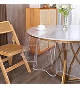 Clear Round Plastic Tablecloth Protector Waterproof Oil-Proof PVC Table Cloth Stain-Resistant Wip...