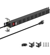 Mountable Long Power Strip, 2100 Joules Heavy Duty Surge Protector Power Strip, Slim Metal Power ...