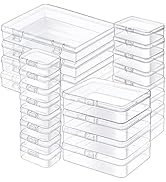 Jutieuo 24 Pack Mixed Sizes Rectangular Mini Plastic Containers Clear Plastic Storage Boxes with ...