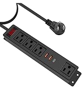 Wall Mounted Power Strip USB C (Fast Charge 20W), 4 Outlets 3 USB Ports Desktop Power Station, 6’...