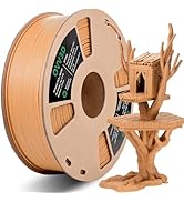 OVV3D 1.75mm Yellow Teak Wood PLA Filament - Matte &amp; Frosted, 30% Real Wood Fiber, Ideal for 3D P...