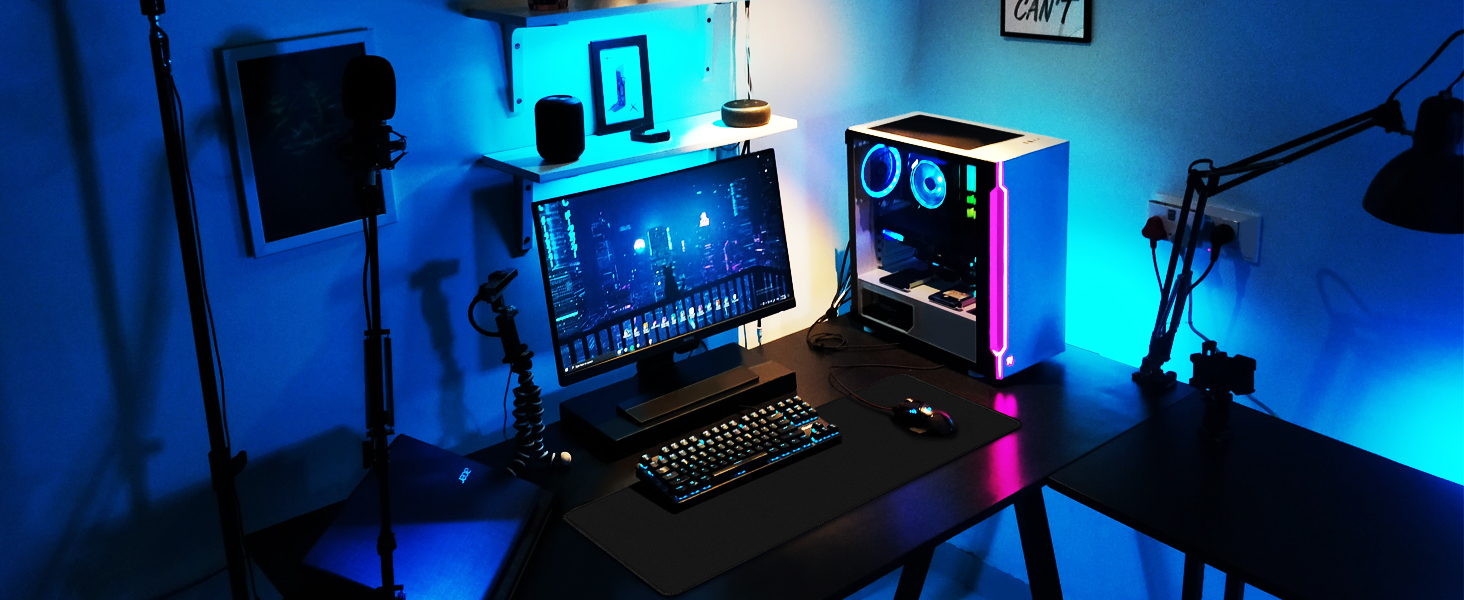 Large Extended Gaming Mouse Pad with Stitched Edges,