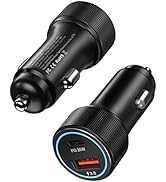 2-Pack USB C Car Charger, 38W 2-Port iPhone 14 Car Charger, All Metal PD3.0 Dual Cargador Carro L...