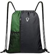 Drawstring Backpack Sports Gym Bag for Women Men Children Large Size with Zipper and Water Bottle...