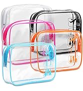 TSA Approved Toiletry Bag - F-color 5 Pack Clear Toiletry Bags - Quart Size Travel Bag, Clear Cos...
