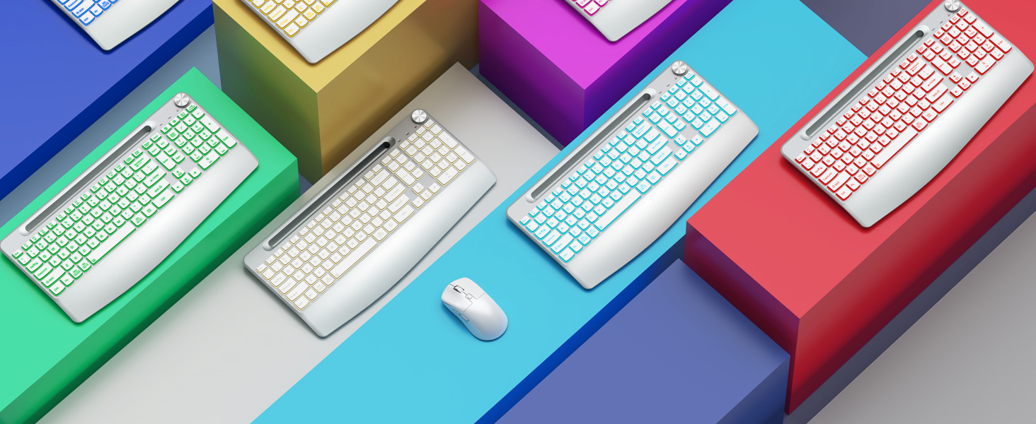 backlit keyboard and mouse