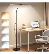 FOLKSMATE LED Floor Lamp, 20W/1400LM Bright Reading Lamp for Living Room, Adjustable Neck Standin...