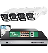 4 PCS 2K PoE Outdoor Security Cameras @20fps &amp; 8 Port Gigabit PoE Switch &amp; 4K 9CH NVR(1080p/3MP/4...