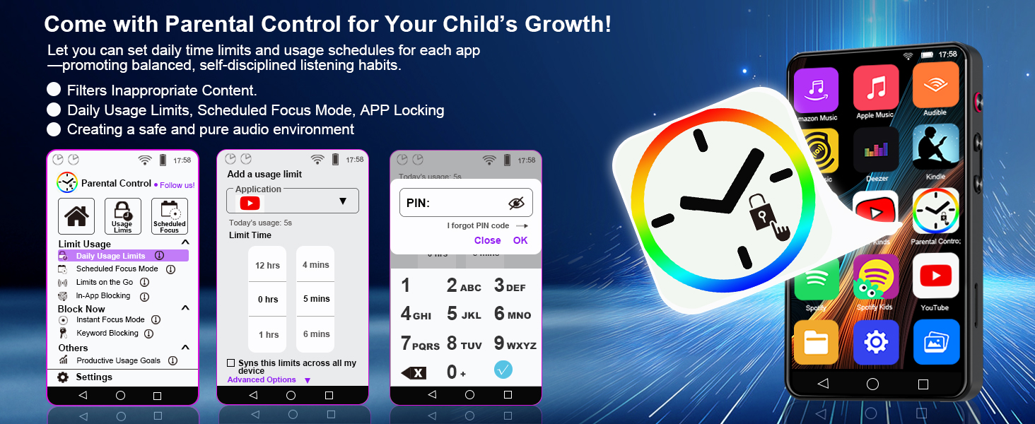 Senpeng mp4/ mp3 music player with parental control