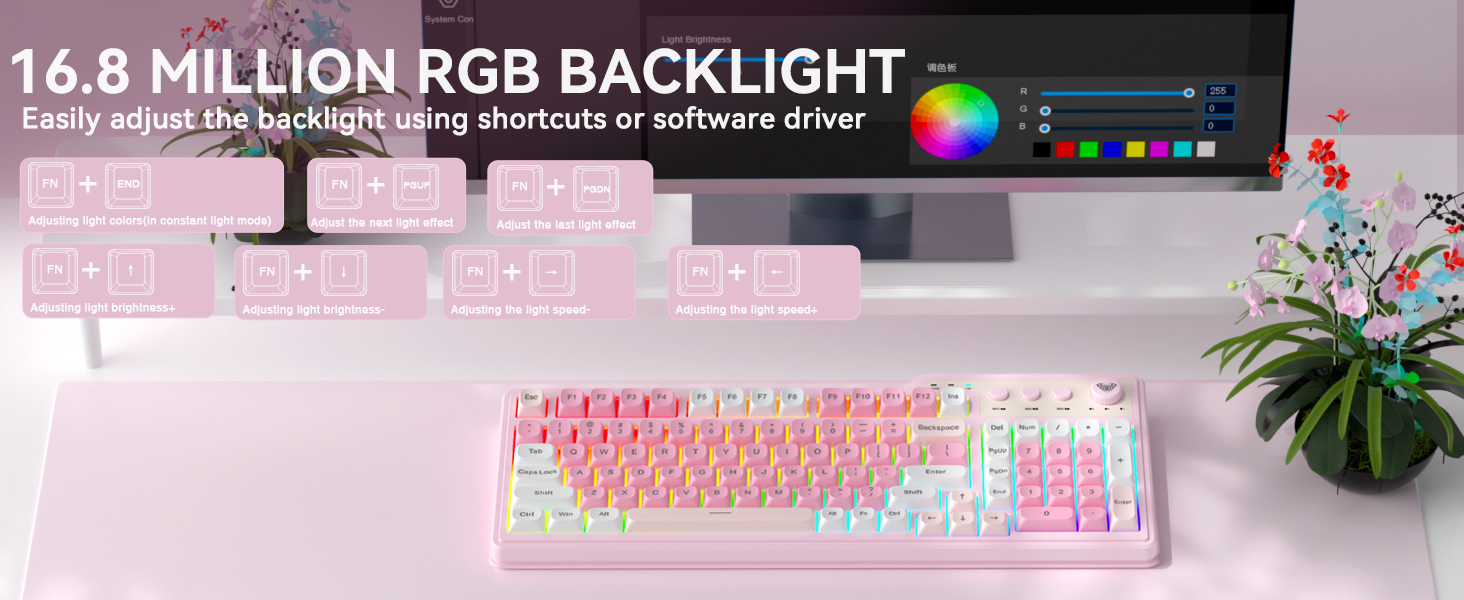 RGB backlit Keyboard light up keyboard 16.8 million colors Quiet Keyboard AULA F3099