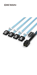 Mini SAS to 4 SATA Cable, 36 Pin SFF 8087 Host/Controller to 7 Pin SATA Target/Backplane, Compatible...