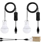 Onite 2-Pack USB LED Light Bulb | 2700K Warm White | Emergency Backup Lighting for Camping, RV, G...