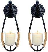 Aimto Wall Sconce Candle Holder Black Wall-Mount Metal Candle Holders Hanging Iron Wall Candle Sc...