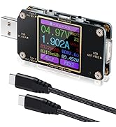 USB C Power Meter Tester, Eversame USB Voltmeter Ammeter Load Tester,USB Voltage and Current Moni...