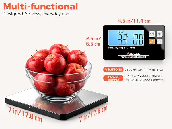 Atogou Upgraded Wireless Food Scale