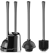 LOVLOY Toilet Plunger and Brush, Silicone Bowl Brush and Heavy Duty Toilet Plunger Set with Venti...