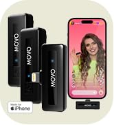 Movo Wireless Mini DI Duo Wireless Microphone for iPhone - iPhone Microphone for Video Recording ...