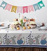 Confettiville Easter tablecloth with cute bunny and egg patterns for festive spring celebrations.