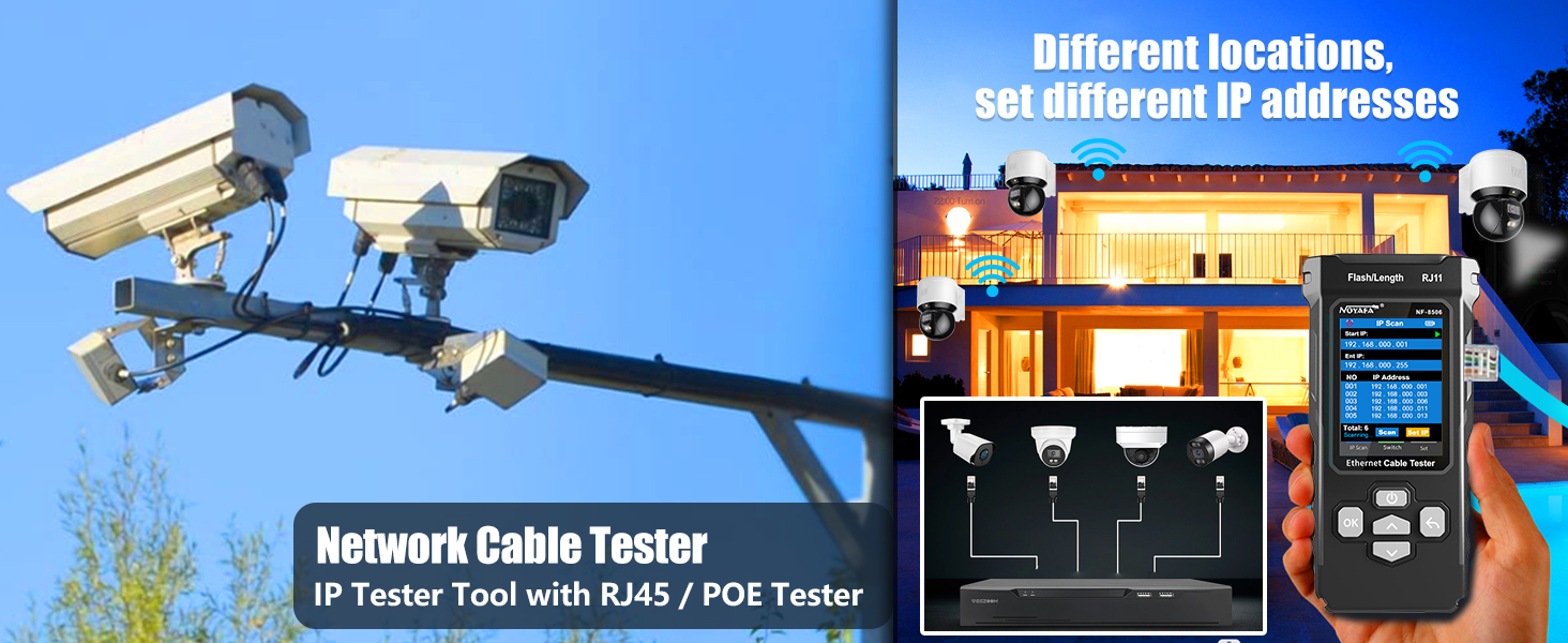 NOYAFA NF-8506 Network Cable Tester with IP Scanne Network Rate Test,/NCV POE/Ping/TDR CAT5 CAT6