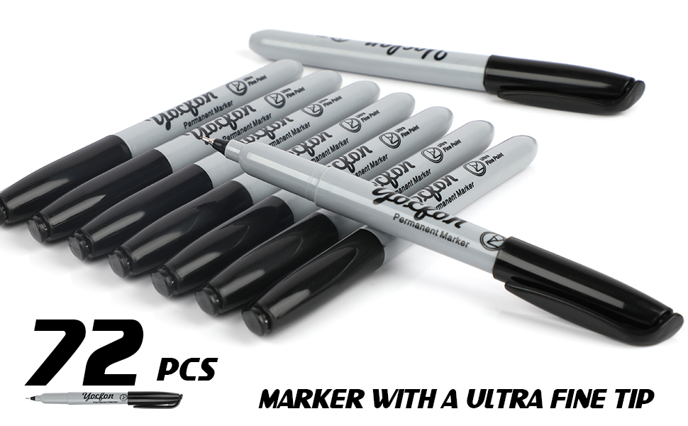 marker with a ultra fine tip, total 72pcs in a box
