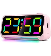 SZELAM RGB Digital Alarm Clock,6.4" Small Desk Clocks with Dynamic Night Light,LED Colorful Displ...