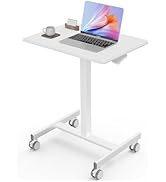 Sweetcrispy Mobile Small Standing Desk - Sit Stand Portable Rolling Laptop Desk with Lockable Whe...